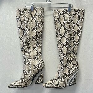 Ninety Union white snakeskin boots